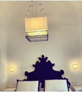 Square chandelier in white fabric