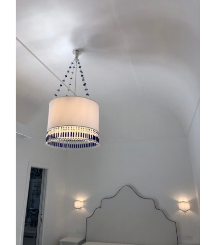 LAMPADARIO CILINDRICO IN TESSUTO BIANCO